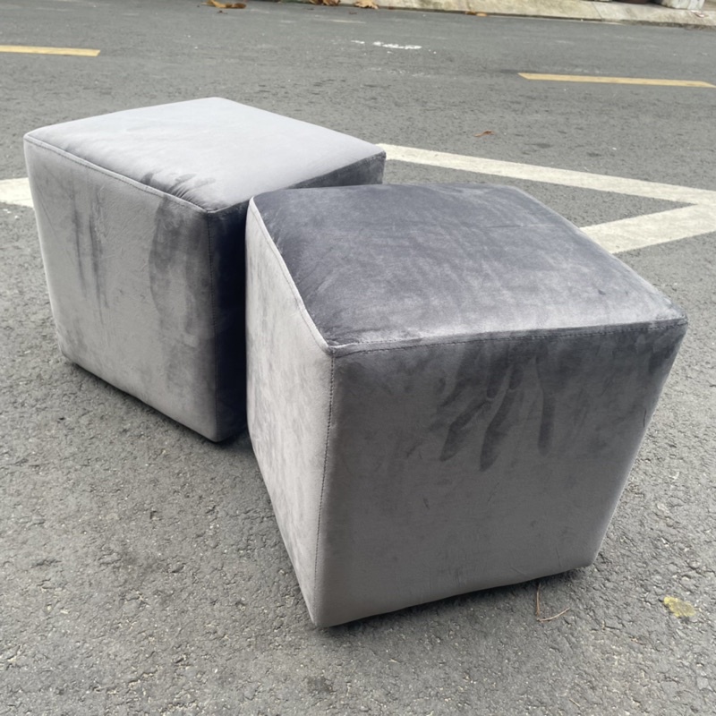 Bộ 2 ghế đôn vải Nhung xám - Ghế đôn sofa Bed giá rẻ