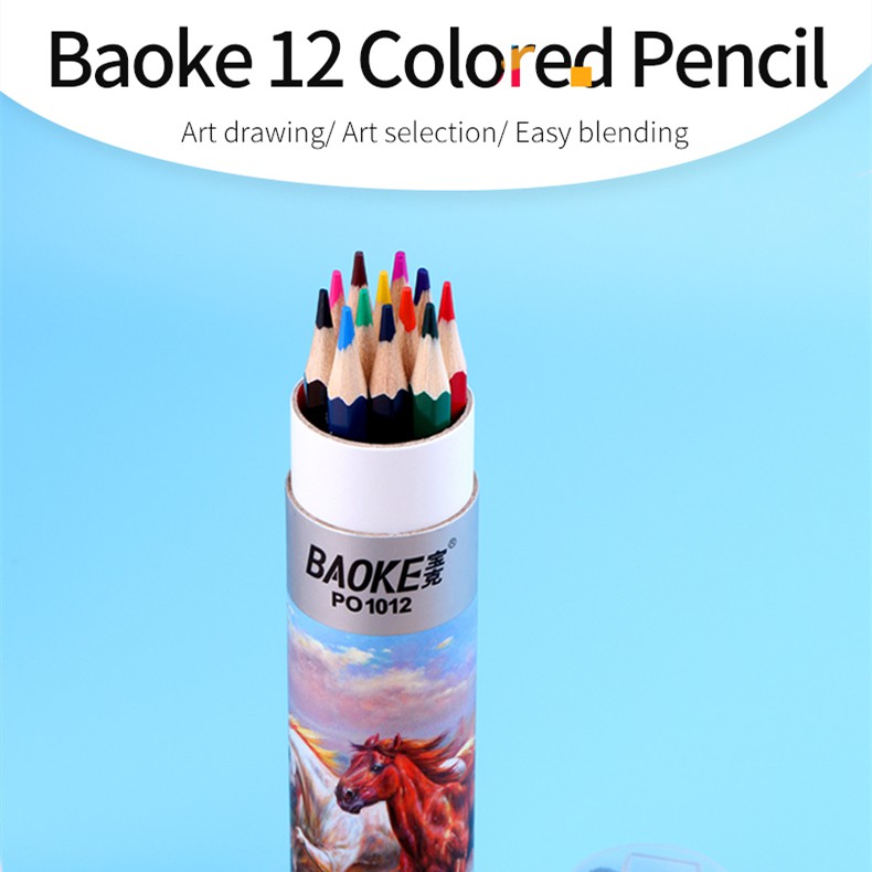 Bút chì màu gỗ cao cấp Baoke, có kèm chuốt PO1012