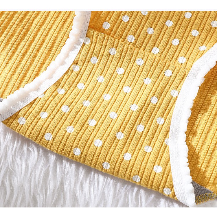 [Che tên] Quần lót cotton gân tăm chấm bi đính nơ dễ thương QL030 | BigBuy360 - bigbuy360.vn