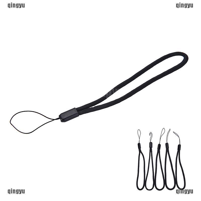 Set 5 Dây Đeo Cổ Tay Màu Đen Bằng Nylon Cho Điện Thoại / iPod / USB / mp3