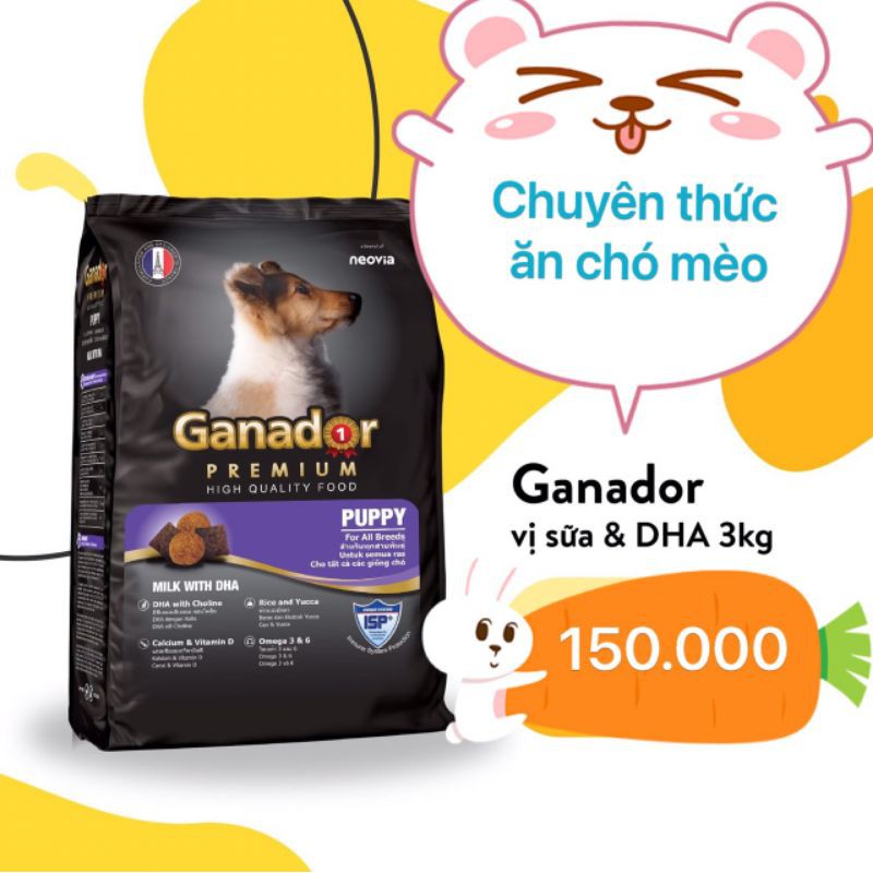 3kg Ganador Puppy vị sữa DHA - thức ăn chó chó nhỏ chó dưới 12 tháng