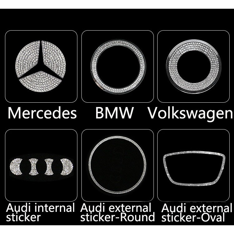 Miếng dán trang trí vô lăng đính đá dành cho xe hơi Hyundai Elantra Grand Starex Santa Fe Sonata Tucson Matrix Accent