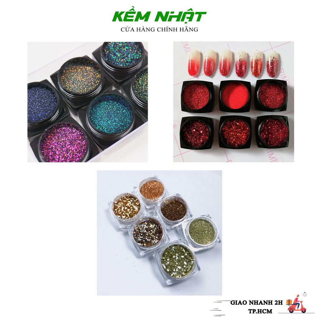 Set 6 hủ nhũ rắc móng , nhũ rắc nail siêu sáng