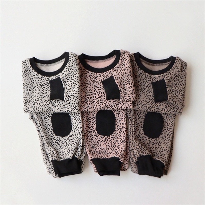 Set da báo, set bộ thu đông màu beo cho bé phong cách Hàn Quốc