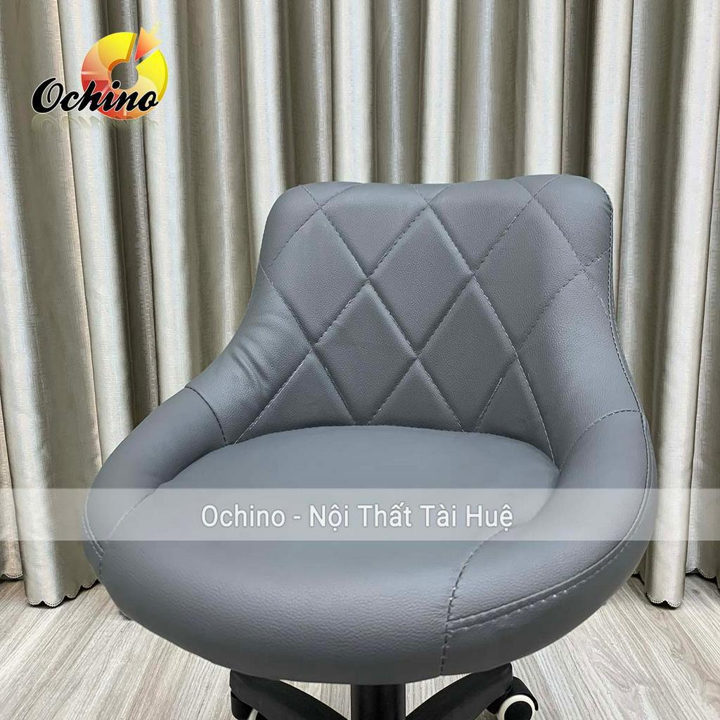 Ghế Makeup, Ghế Xoay Văn Phòng Chân Bánh Xe Nhựa Đen Mẫu Nỉ Da Độc Lạ (Có Sẵn)