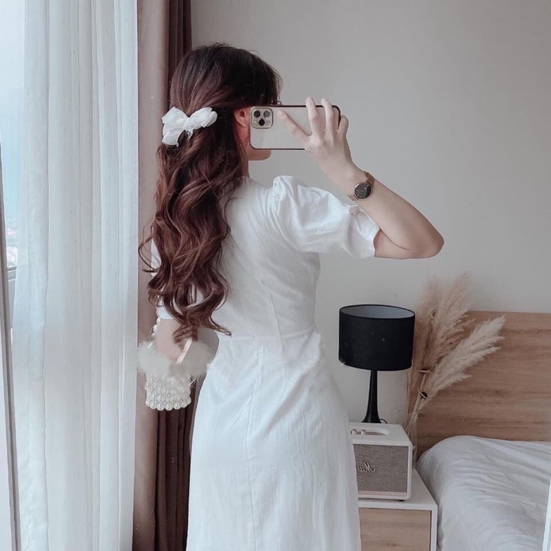 Đầm Linen Xoắn Ngực  - D0523