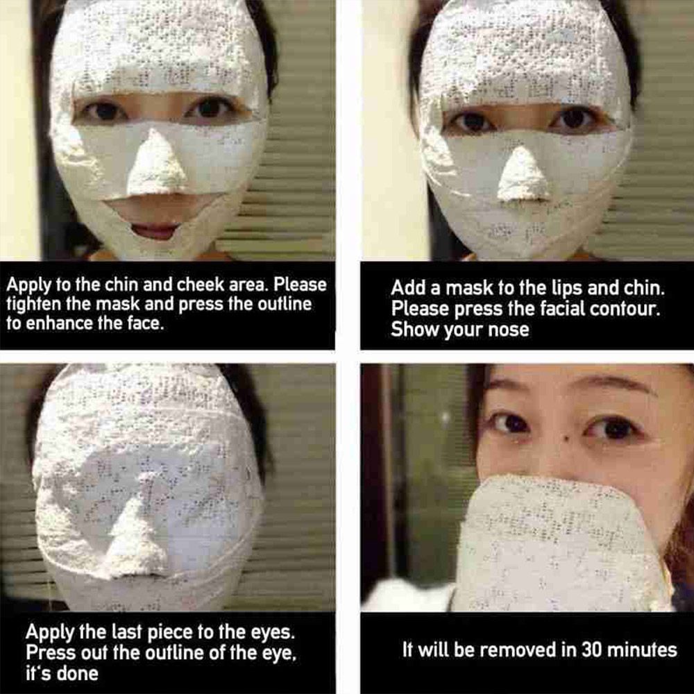 [Hàng mới về] 5 Miếng mặt nạ thạch cao nâng cơ mặt tạo hình chữ V tái tạo giữ ẩm làm căng da