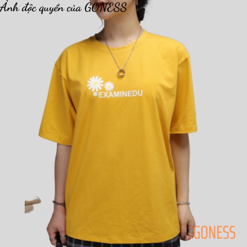 Áo thun nữ cổ tròn Goness trơn basic cotton phông form rộng oversize dáng xuông