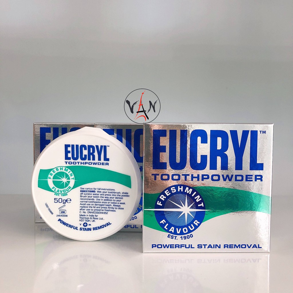 [ Hàng chính hãng] Bột bạc hà giúp sạch miệng trắng răng, hơi thở thơm mát eucryl toothpower 50g Eucryl - Van Maison