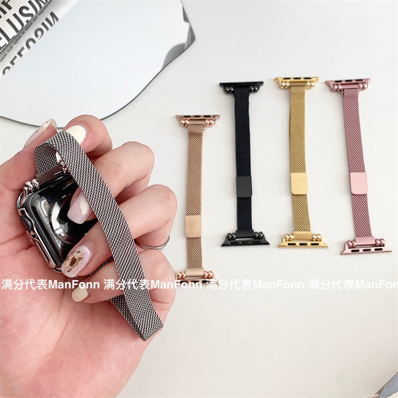 Dây Đeo Nam Châm Bằng Thép Không Gỉ 5 Màu Cho iwatch 6 5 4 SE 3 2 1 iwatch 38mm 40mm 42mm 44mm
