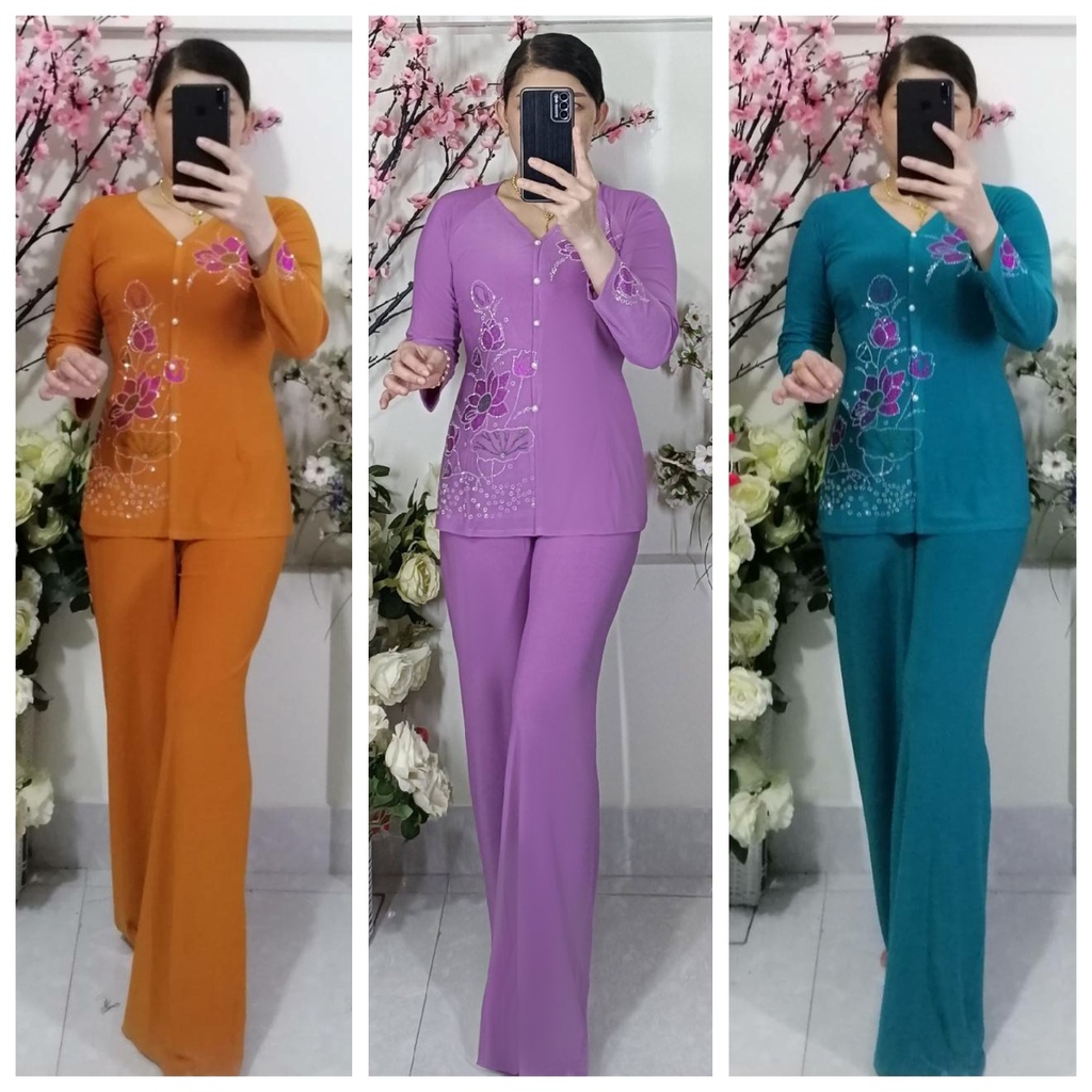 Bộ Bà Ba Hoa Đá Ống Rộng - Số 1 (40kg--50kg)
