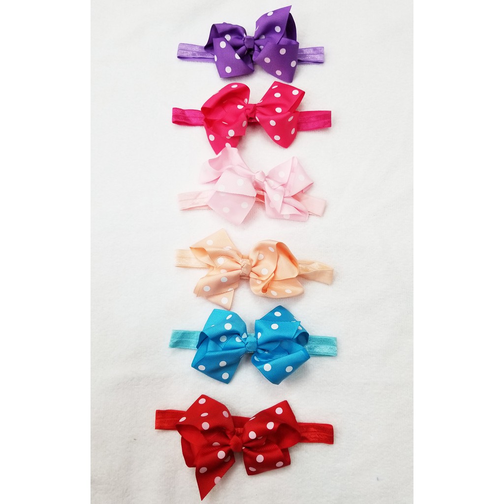 Băng đô nơ chấm bi nhiều màu cho bé gái