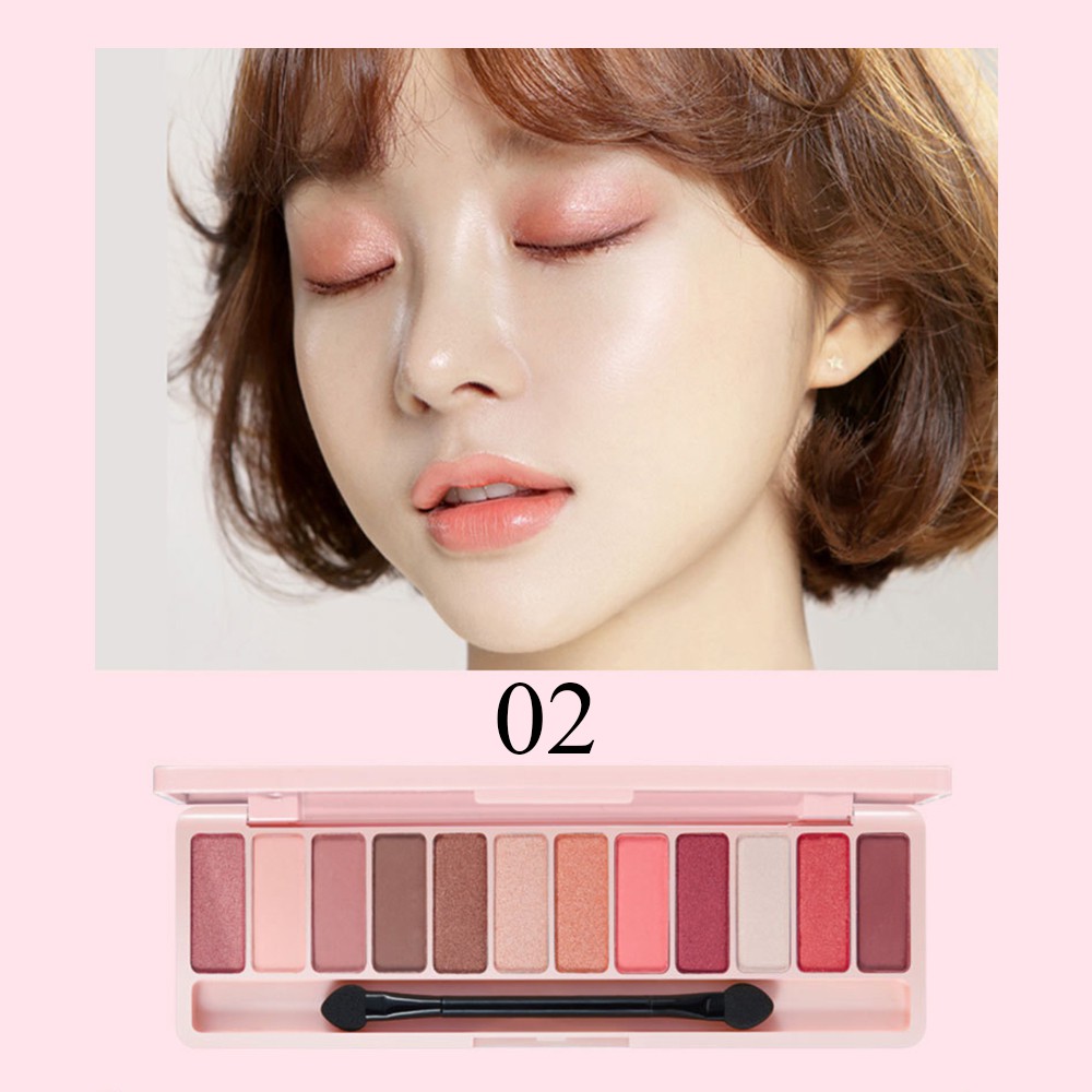Bảng Phấn Mắt 12 Màu Lì Và Ánh Nhũ Kết Hợp Trang Điểm Kháng Nước