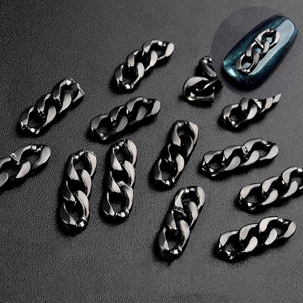 Dây Xích Kim Loại Trang Trí Móng Tay Nghệ Thuật|Đầm Thời Trang Xinh Xắn Dành Cho Bé Gái|Phụ Kiện Trang Trí Móng Nghệ Thuật 3D Màu Đen