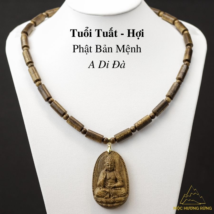 Vòng Trầm Hương Mix Mặt Phật Bản Mệnh Đeo Cổ Cho Nam Gía Rẻ