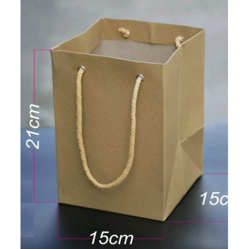 10 Túi giấy giả Kraft đựng quà size 21x15x15cm (mẫu 13)