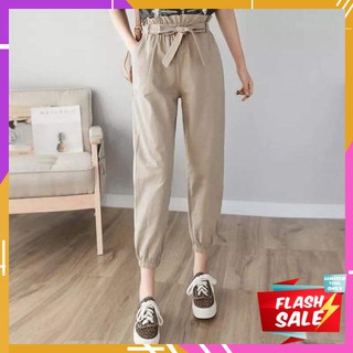 [FREESHIP] Quần Jogger Kaki Nữ Thắt Nơ, Quần Kaki Dài Ống Bo Cực Xinh