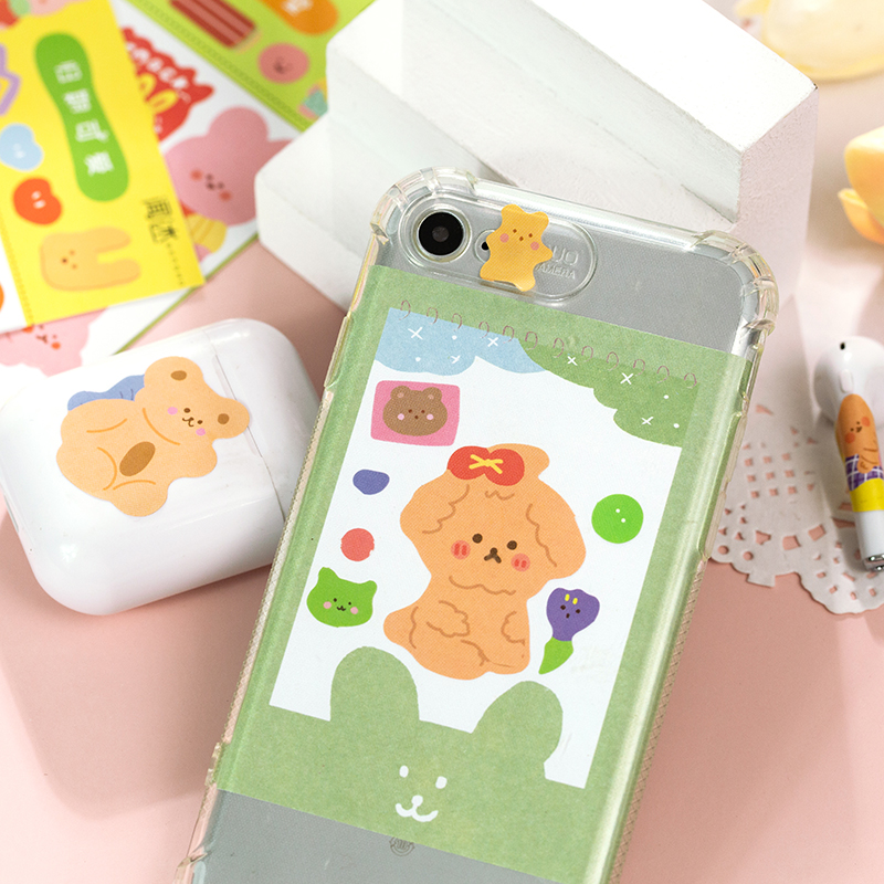 Set 2 nhãn dán trang trí tập sách thủ công với họa tiết hoạt hình đáng yêu đa năng