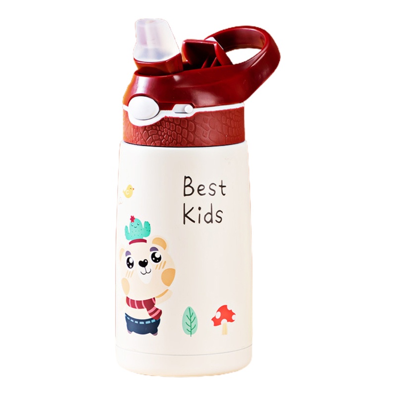 Bình Nước Cách Nhiệt Chống Rơi An Toàn Có Khóa Cài Kèm Ống Hút Bền Bỉ Dung Tích 400ml