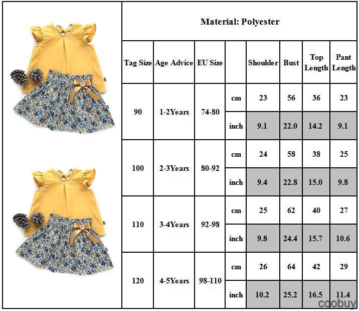 Bộ Váy Gồm 2 Món Áo Thun In Hoa + Váy Dành Cho Bé Gái