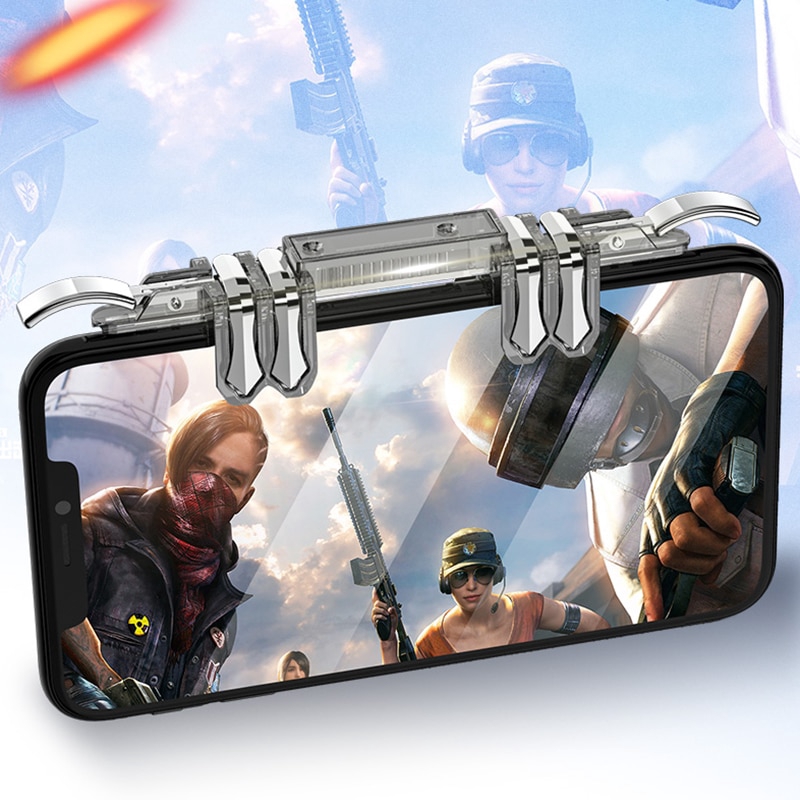Tay cầm gắn điện thoại K19 kèm nút bấm L1R1 hỗ trợ chơi game PUBG