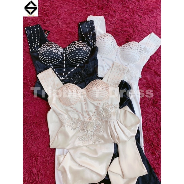 Đầm body dự tiệc kết cườm và hoa nổi sang trọng TRIPBLE T DRESS - size M/L - MS369V