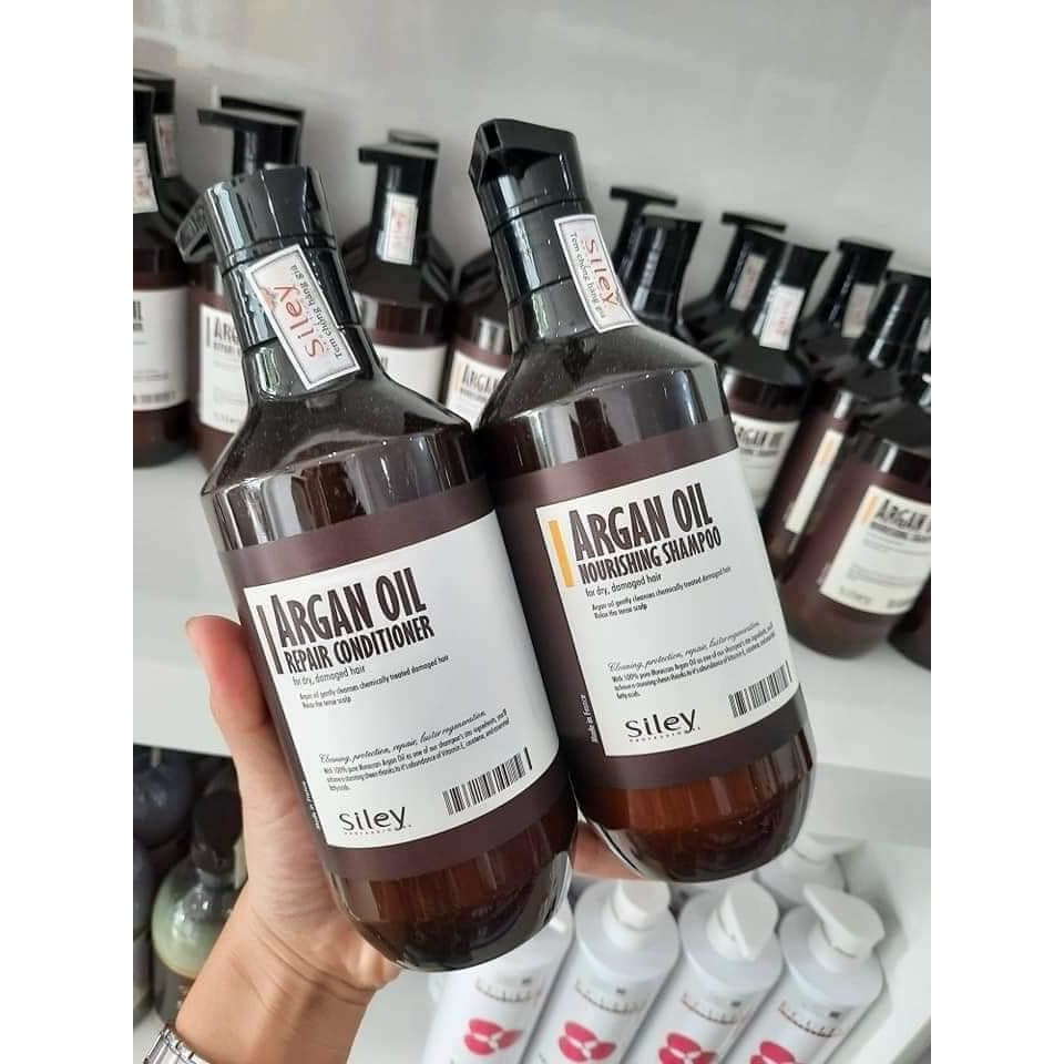 [ Siley Chính Hãng ] Tặng Tinh Dầu - Bộ Dầu Hội Xả Siley Argan Phục Hồi Tóc Hư Tổn 500ML*2 Của Pháp