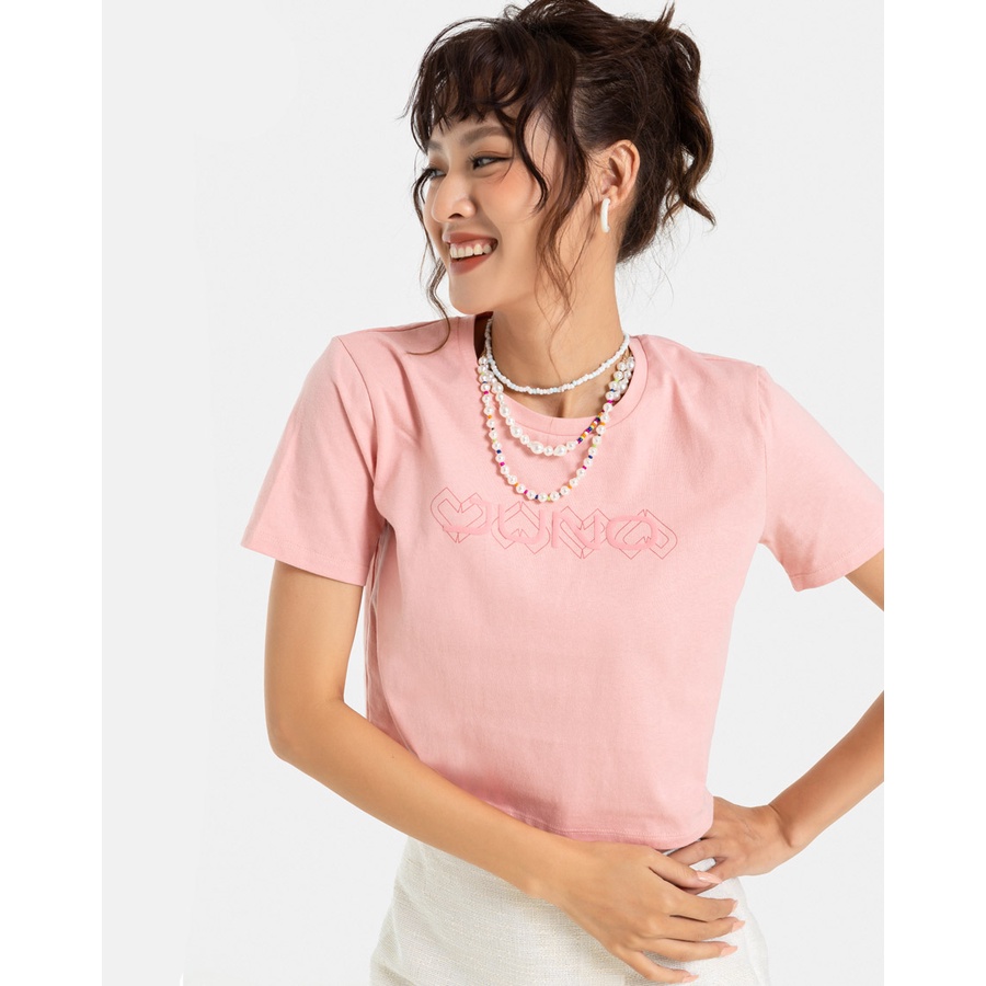 Áo Thun JUNO Croptop In Nổi JNATH007