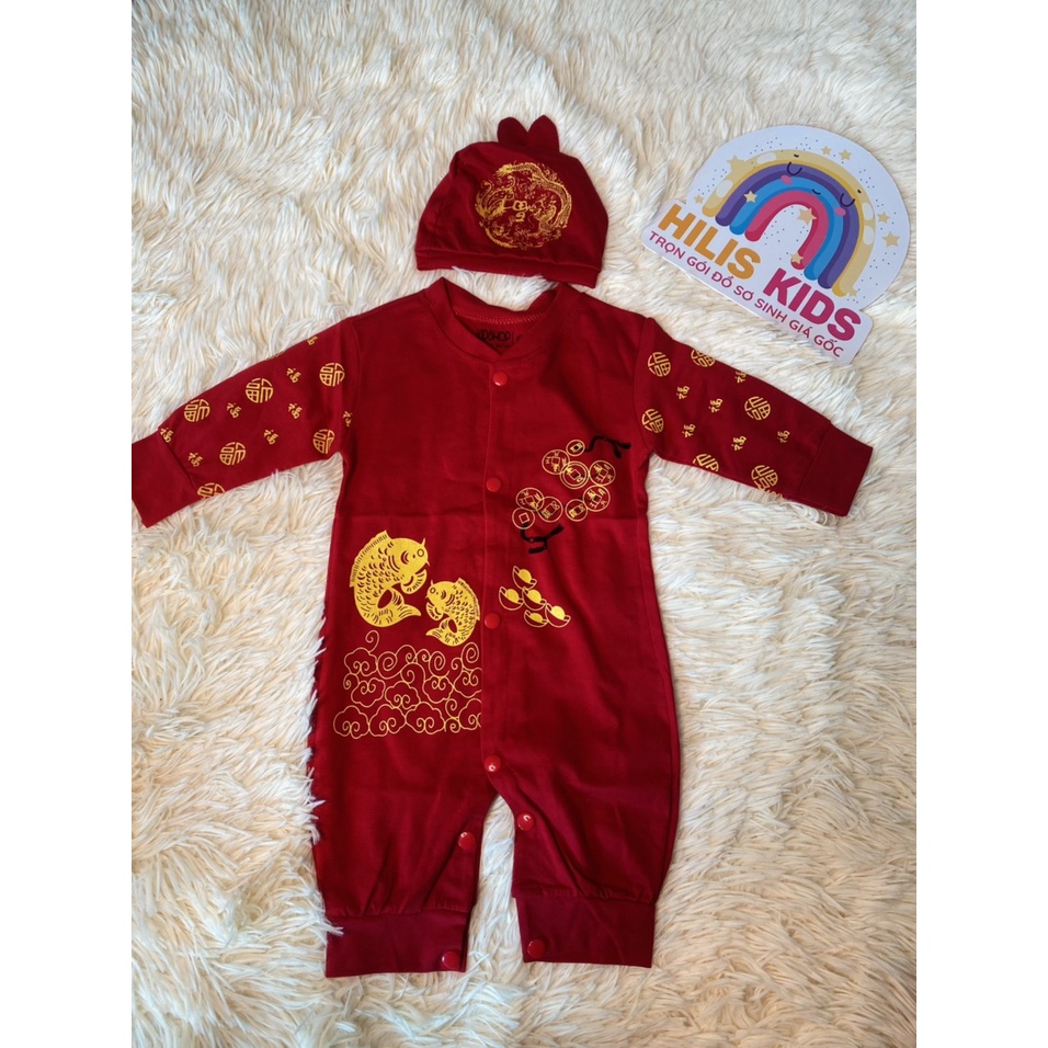 Set Bộ Đồ Mặc Tết Body Cotton Dài Tay Cho Bé Trai Và Bé Gái Hoạ Tiết Bộ Thôi Nôi Đầy Tháng Cho Bé Sơ Sinh BamBee Mart