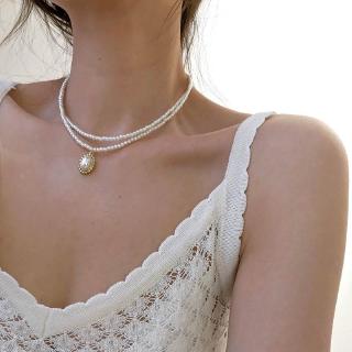 Vòng cổ choker ngọc trai ETRENDY hai lớp đẹp và thanh lịch cho nữ