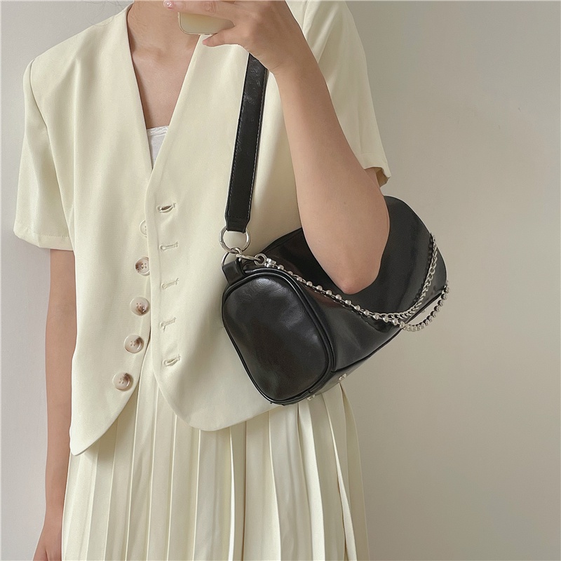 Túi Đeo Vai Hình Trụ Phối Dây Xích Thời Trang Mùa Hè Hàn Quốc 2022