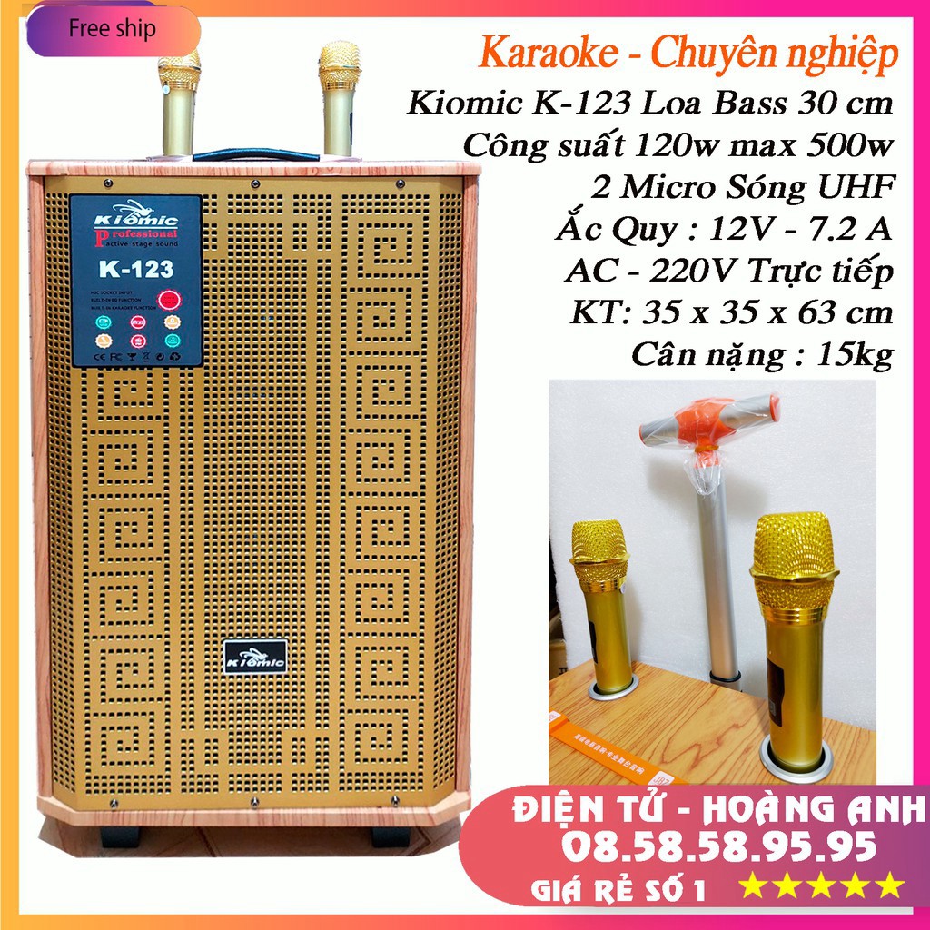 Loa kéo Kiomic K-123 Loa Bass 3 Tấc Công Suất Lớn, Âm Thanh Đỉnh Cao, hàng chính hãng