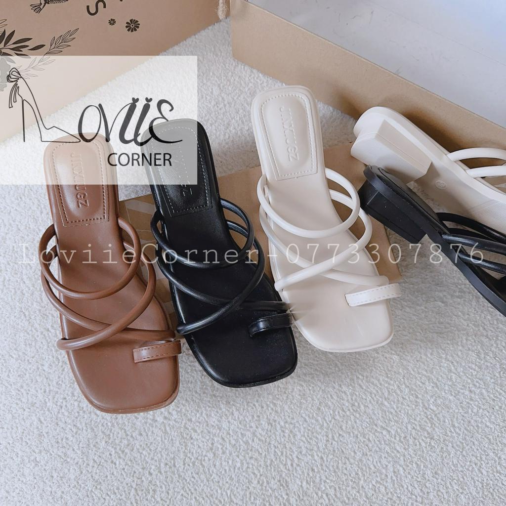 DÉP CAO GÓT LOVIIECORNER - GUỐC NỮ QUAI NGANG CHÉO MẢNH PHỒNG PHONG CÁCH THỜI TRANG XỎ NGÓN HIỆN ĐẠI D230573