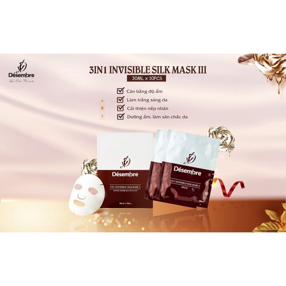 Mặt Nạ Tơ Tằm 3 Trong 1 Désembre 3in1 Invisible Silk Mask III 10pcs