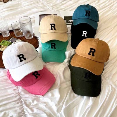 Mũ lưỡi trai màu nâu họa tiết chữ R phong cách Hàn Quốc thời trang cho mùa hè cho nữ