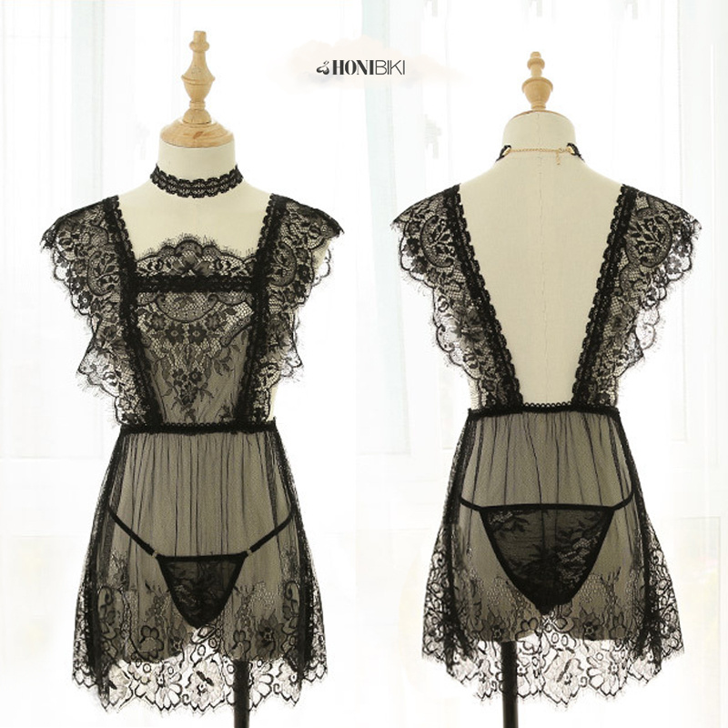 Đầm ngủ phối ren - Set đồ ngủ xuyên thấu lôi cuốn gợi cảm dành cho nữ HONIBIKI Mã VN011 | BigBuy360 - bigbuy360.vn