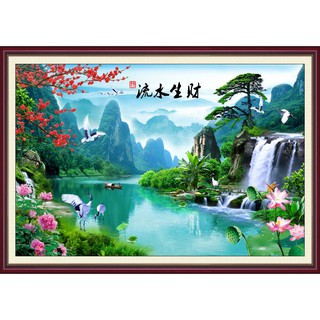 Tranh dán tường 3D VTC Tùng hạc diên niên LunaTM-0203K kim sa