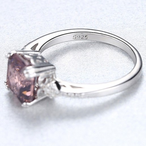 Nhẫn Bạc Nữ S925 Đính Đá Nâu Mặt Vuông N2392 - Bảo Ngọc Jewelry