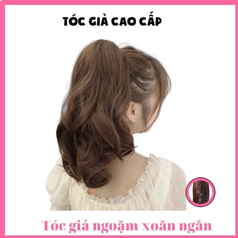 Tóc giả kẹp ngoặm  đuôi xoăn ngắn 35cm ❇️freeship ❇️