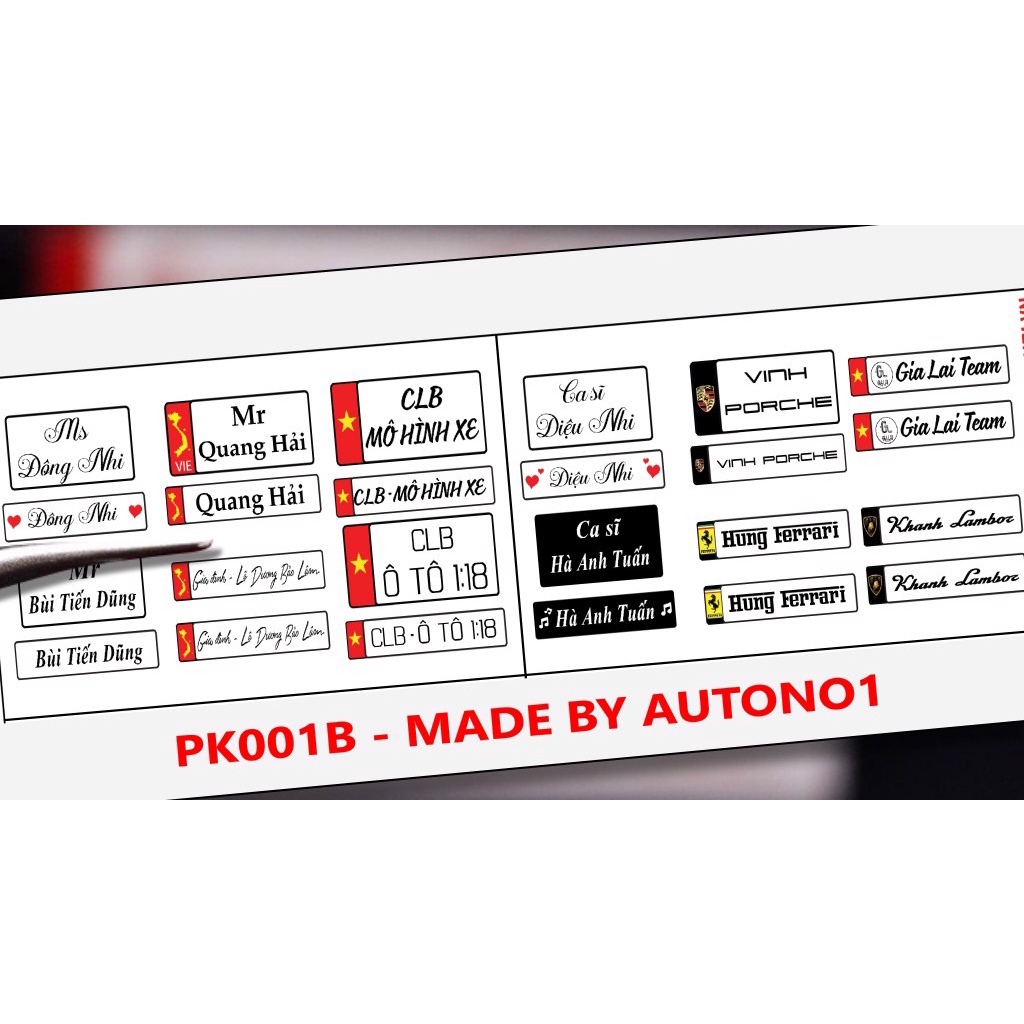 BIỂN SỐ XE MÔ HÌNH - TÊN - SỐ - NGÀY SINH THEO YÊU CẦU AUTONO1