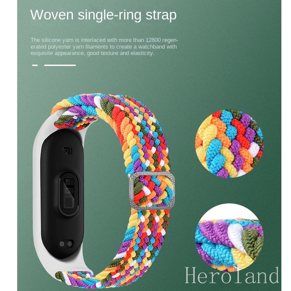 Dây Đeo Đồng Hồ Thông Minh Bằng Nylon Bện Co Giãn Cho Xiaomi mi band 7 6 5 Miband 5 6 7
