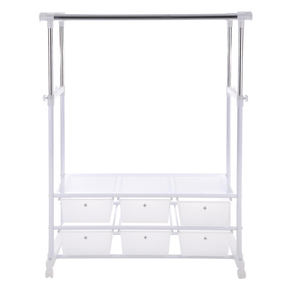 HomeBase PLIM Sào phơi đồ bằng thép mạ crom có 6 ngăn kéo bánh xe có thể thay đổi chiều cao W103xH165xD47cm