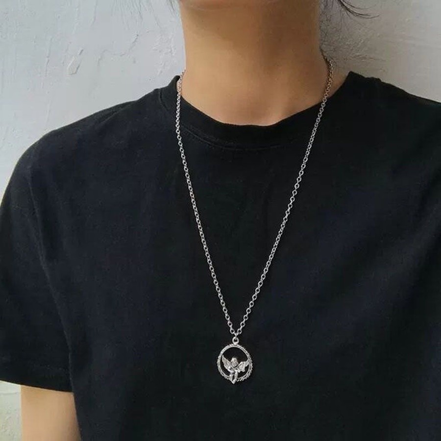 Vòng cổ Dáng Dài Phối Mặt Hình Thần Cupid Phong Cách Hip Hop Đường Phố Cá Tính 210807