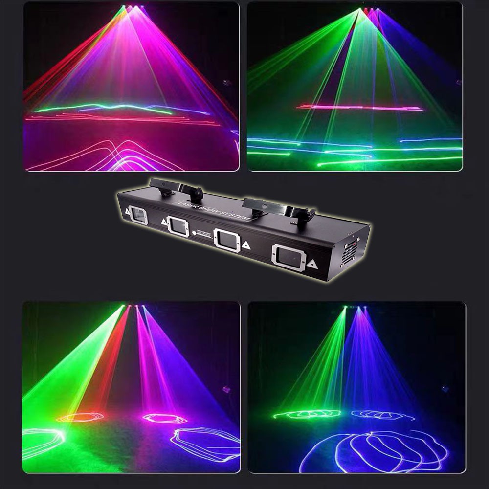 ĐÈN LASER TRANG TRÍ 4 CỬA 7 MÀU Đèn sân khấu