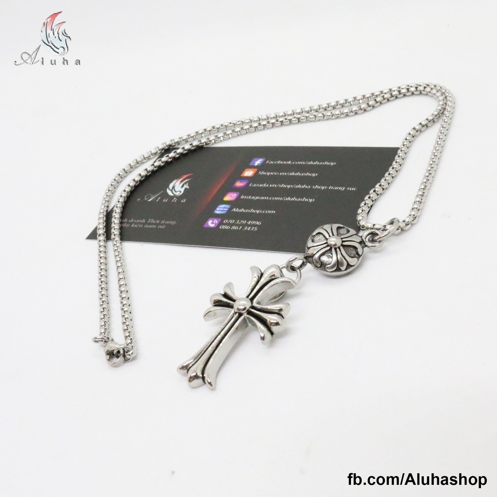 Dây chuyền Titan Chrome Heart kiểu dáng Basic hoa Iris - NL132 - Aluha