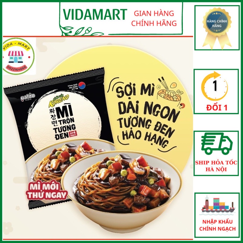 Thùng 20 Gói Mì Trộn Tương Đen Hàn Quốc Koreno Ăn Liền 78g (Vidamart)