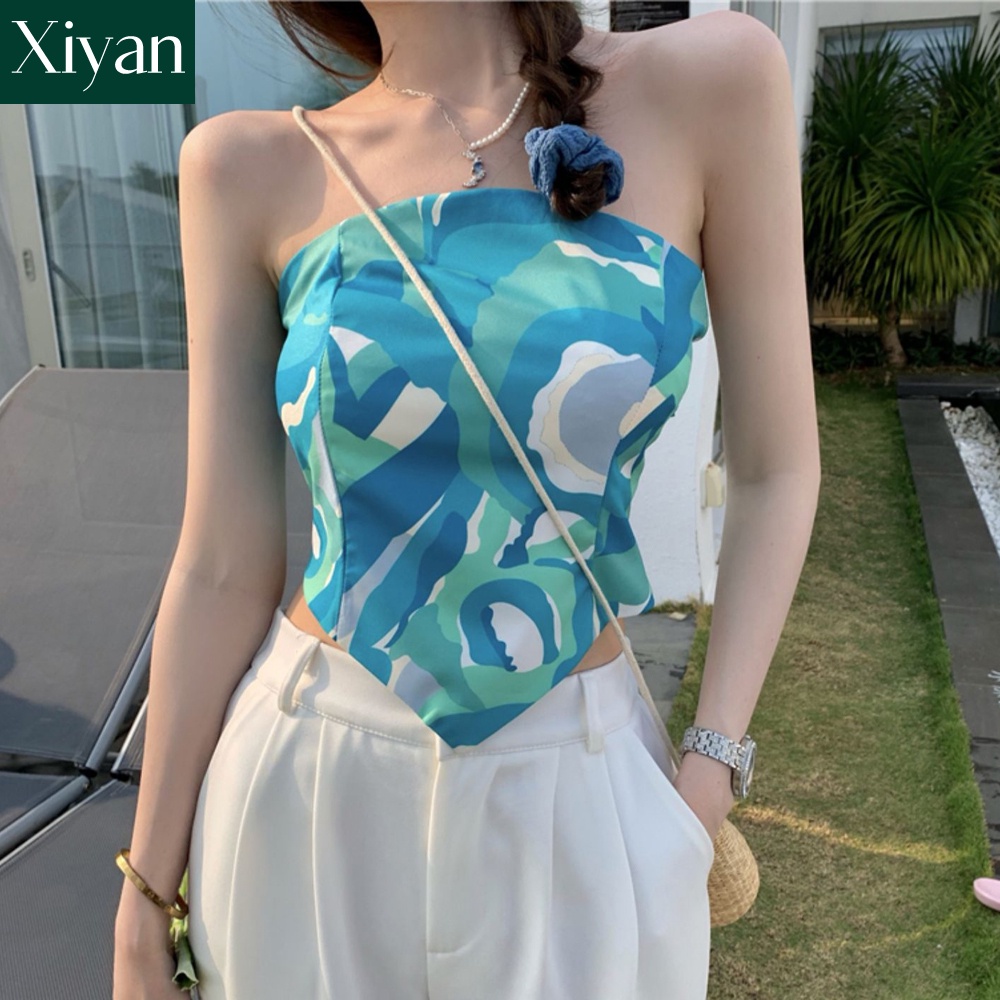 Áo Ống Ngắn In Họa Tiết Thắt Nơ Thời Trang Mùa Hè Hàng Mới Cho Nữ