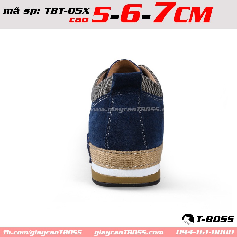 giày Tăng chiều cao nam 5cm - 6cm - 7cm, Da lộn cao cấp TBT-05X - GIÀY CAO T-BOSS