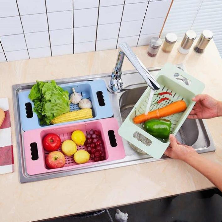 Rổ gác bồn rửa bát thông minh gấp gọn, khay nhựa đa năng có thể điều chỉnh kích thước gài bồn rửa chén siêu tiện dụng