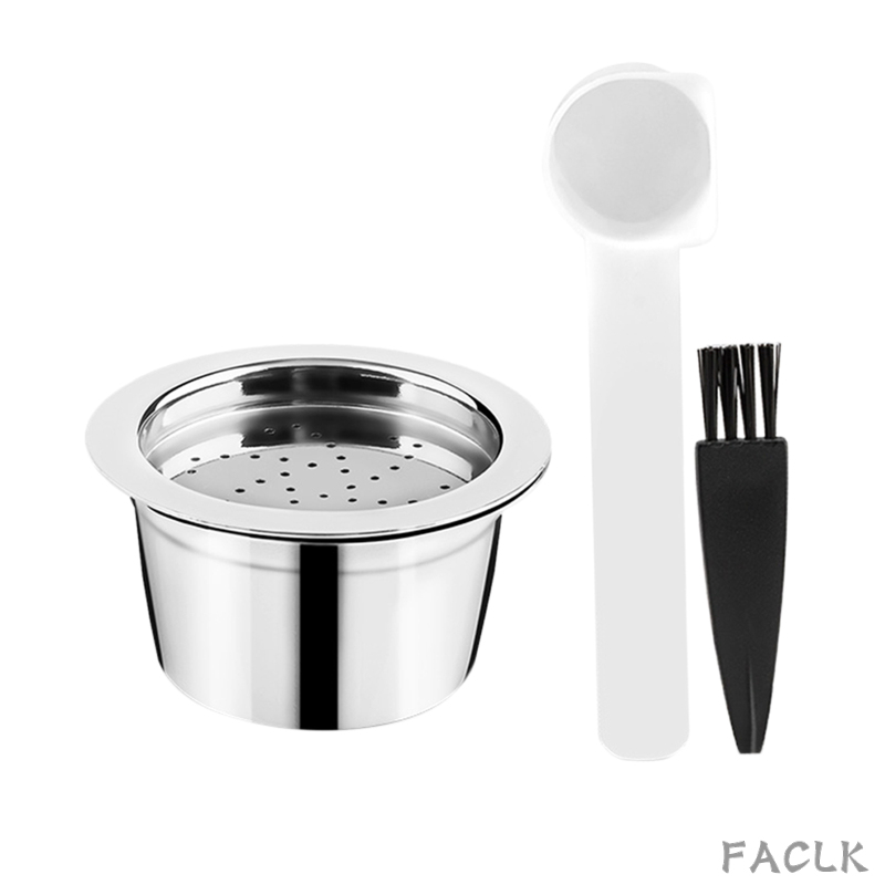 Reusable Coffee Pods  Premium Refillable Coffee Capsule  Stainless Steel Coffee Pod, Spoon and Brush  Coffee Pod Kit